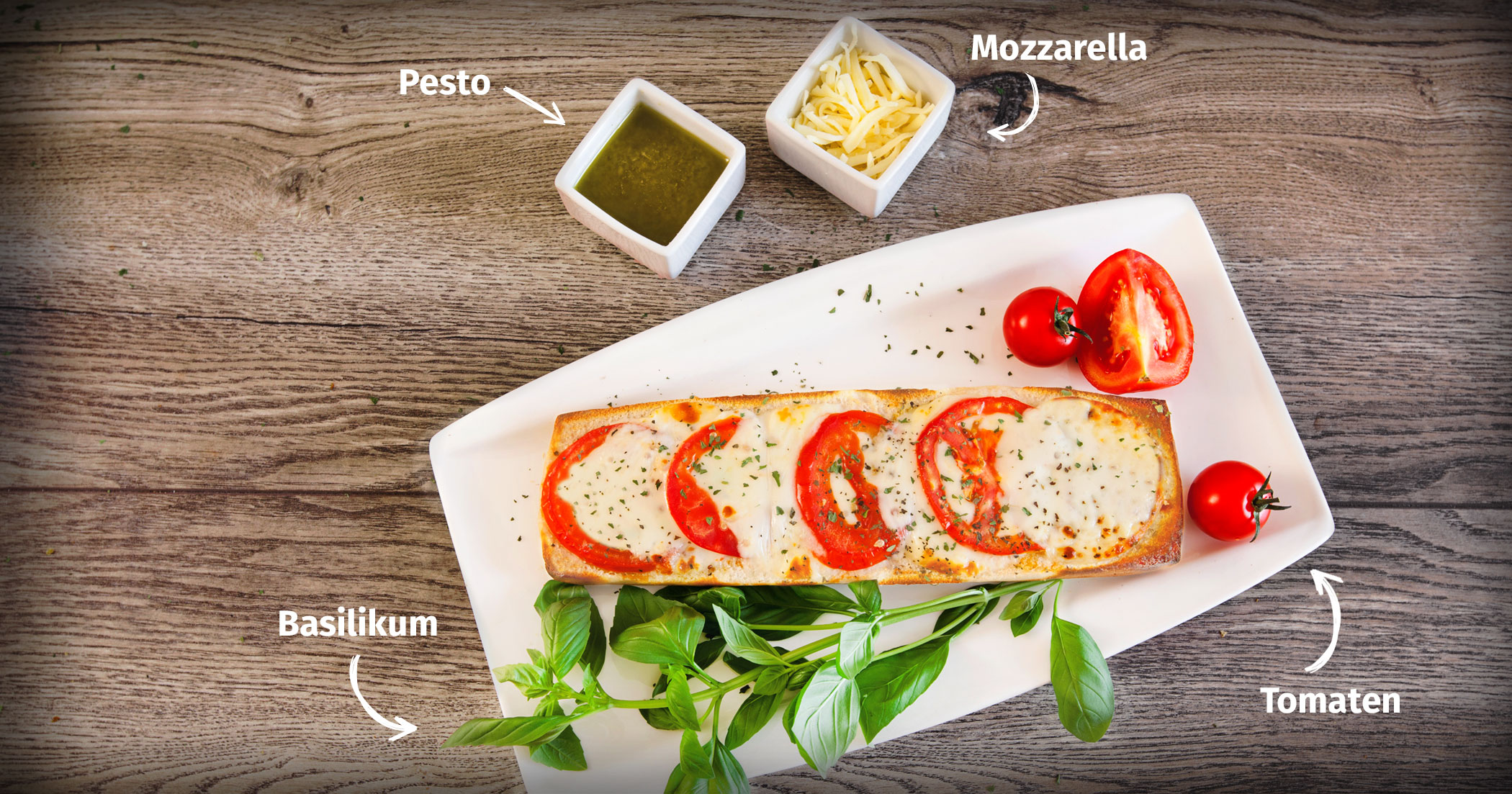 Original Franzesco Baguette Tomaten-Mozzarella mit Zutaten